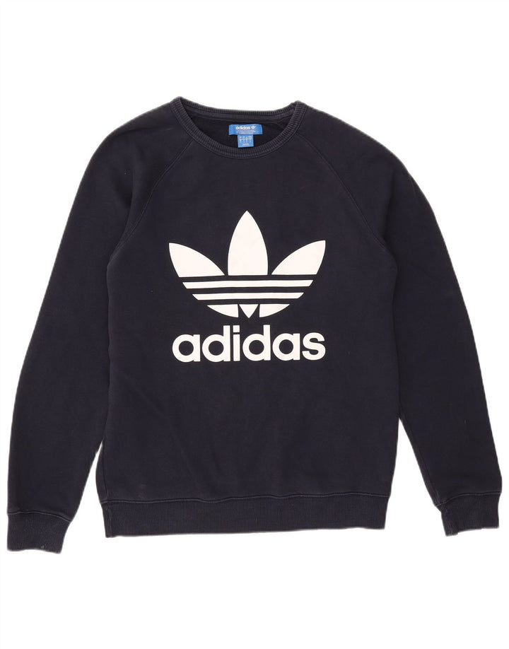 Hanorac grafic pentru bărbați Adidas Jumper mic din bumbac bleumarin