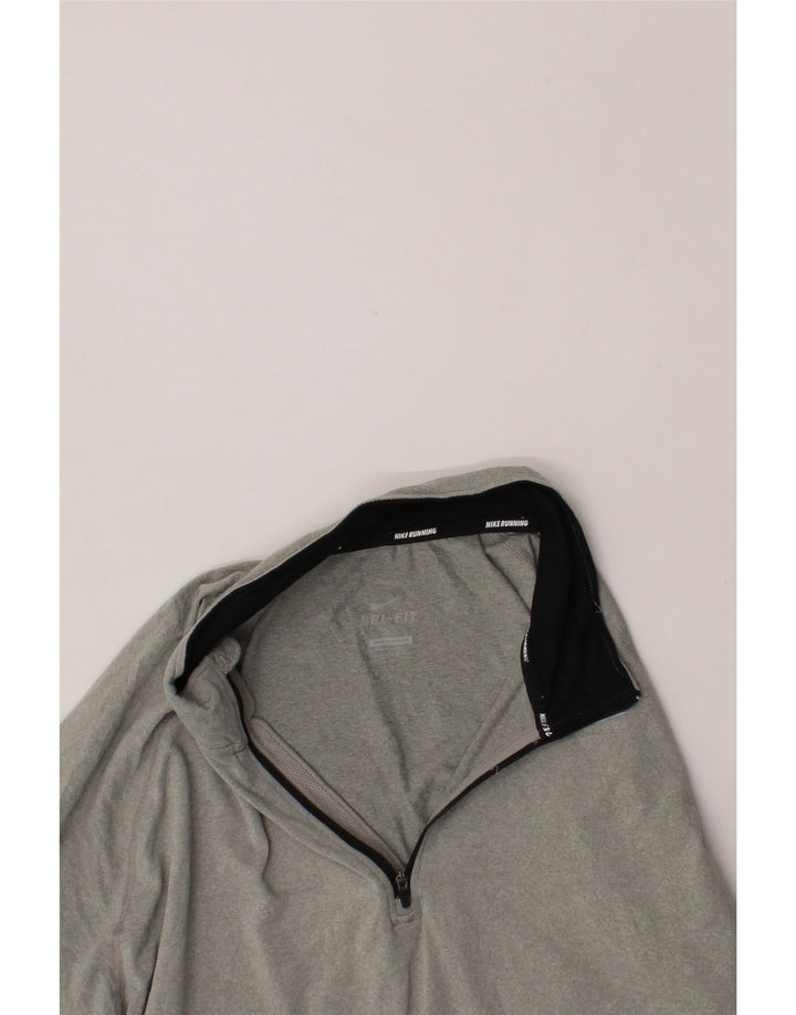 NIKE Mens Dri Fit Zip Neck Pullover Tracksuit Top 2XL Grey Polyester Vintage Nike and Second-Hand Nike from Messina Hembry 