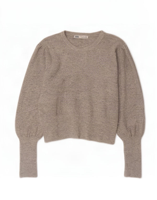 Pulover pentru femeie cu gât de barcă Zara UK 16, mare, gri, pete acrilic
