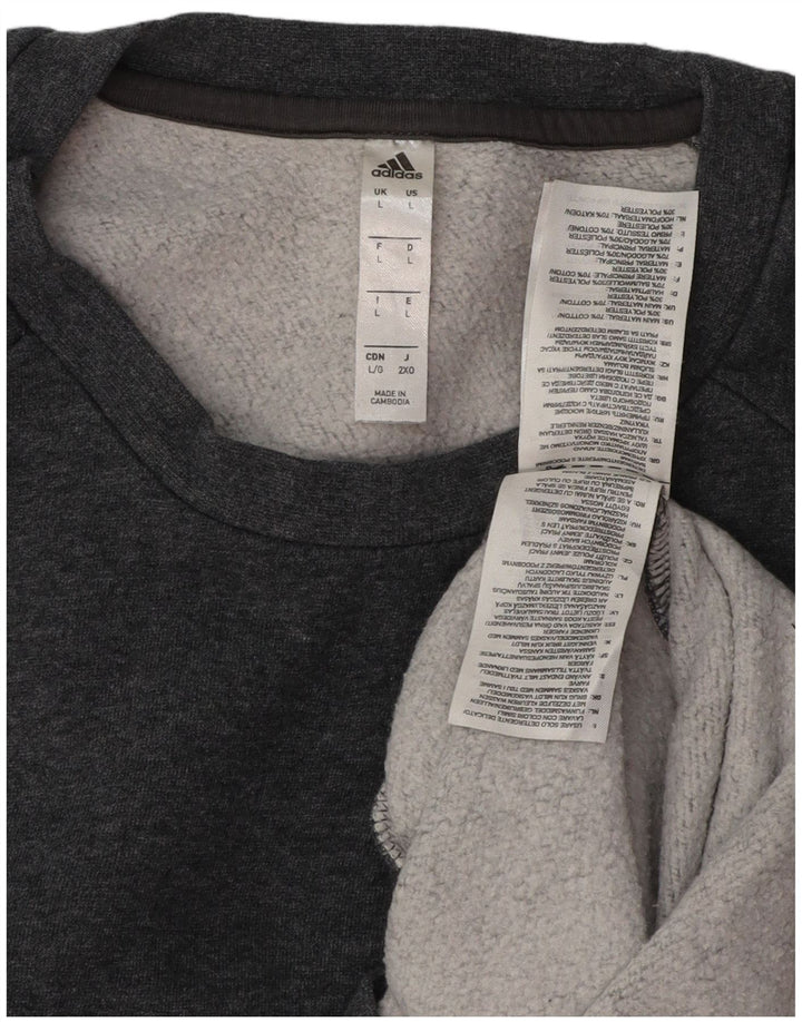 ADIDAS Mens Sweatshirt Jumper Large Grey Cotton