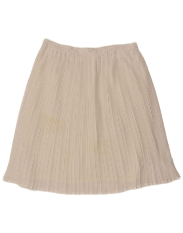 Fusta plisată vintage pentru femei W36 XL din poliester alb
