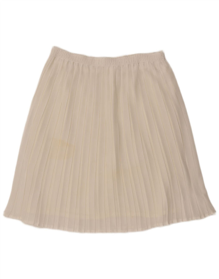 Fusta plisată vintage pentru femei W36 XL din poliester alb