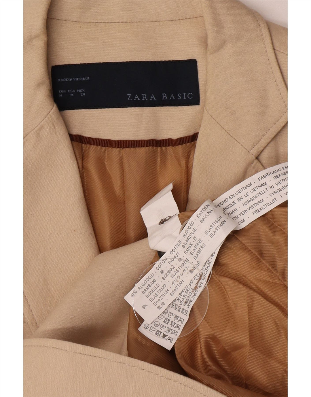 Blazer pentru femei Zara cu 2 nasturi, UK 14, bumbac mediu bej
