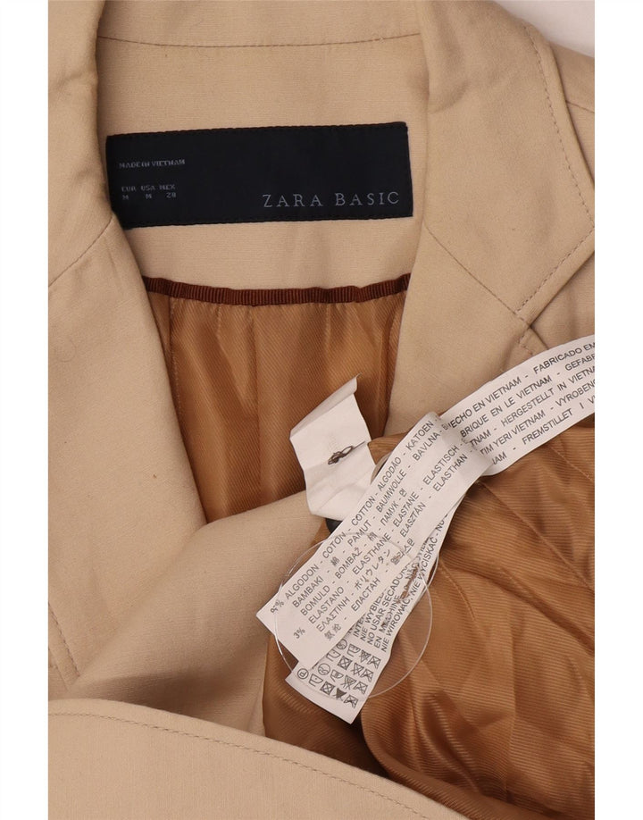 Blazer pentru femei Zara cu 2 nasturi, UK 14, bumbac mediu bej