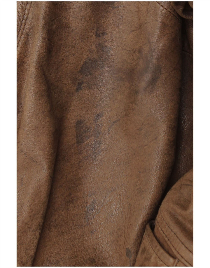 Jachetă de piele vintage pentru femei supradimensionată EU 44 XL din piele maro