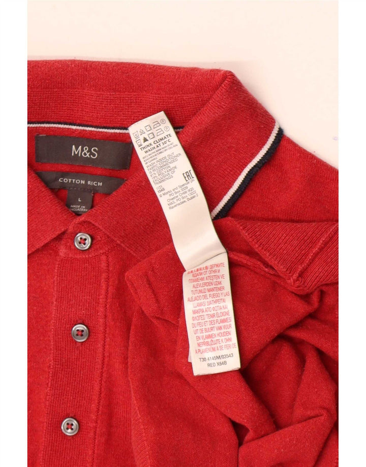 Marks & Spencer Pulover pentru bărbați cu gât polo mare cu dungi roșii