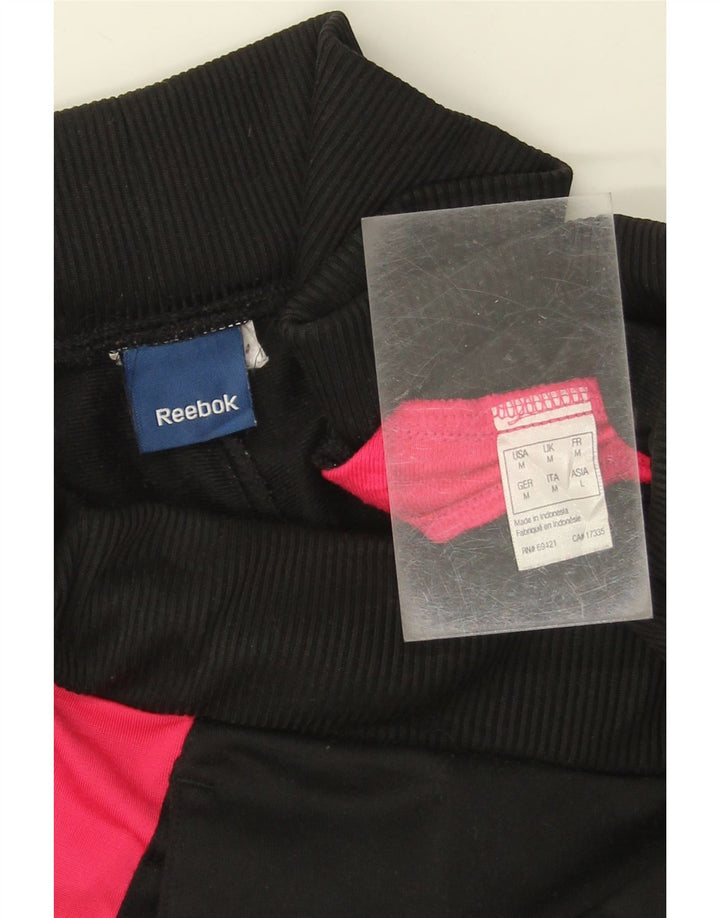 REEBOK Womens Tracksuit Trousers UK 14 Medium  Black Colourblock