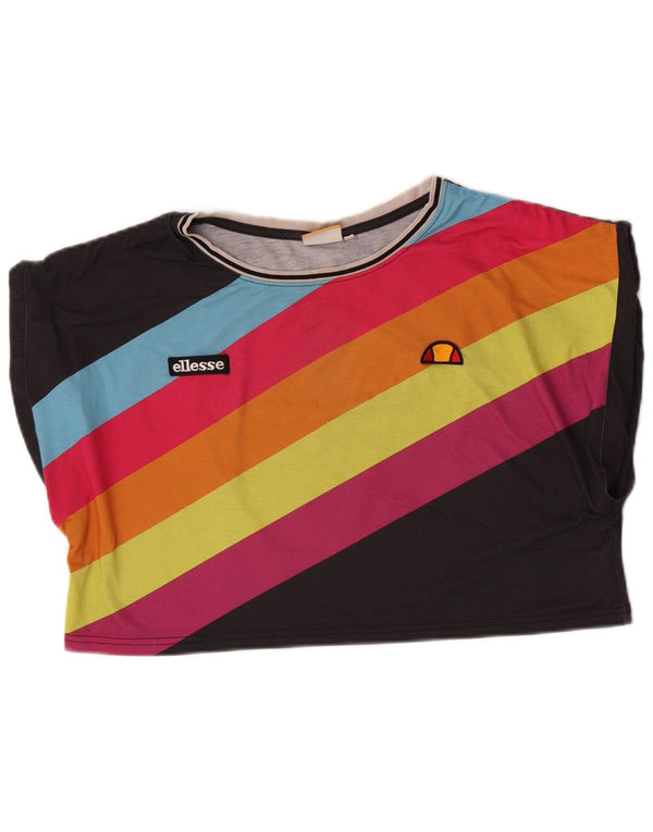 Tricou cu grafic crop Ellesse pentru femei Top UK 14 Medium Black Dunge