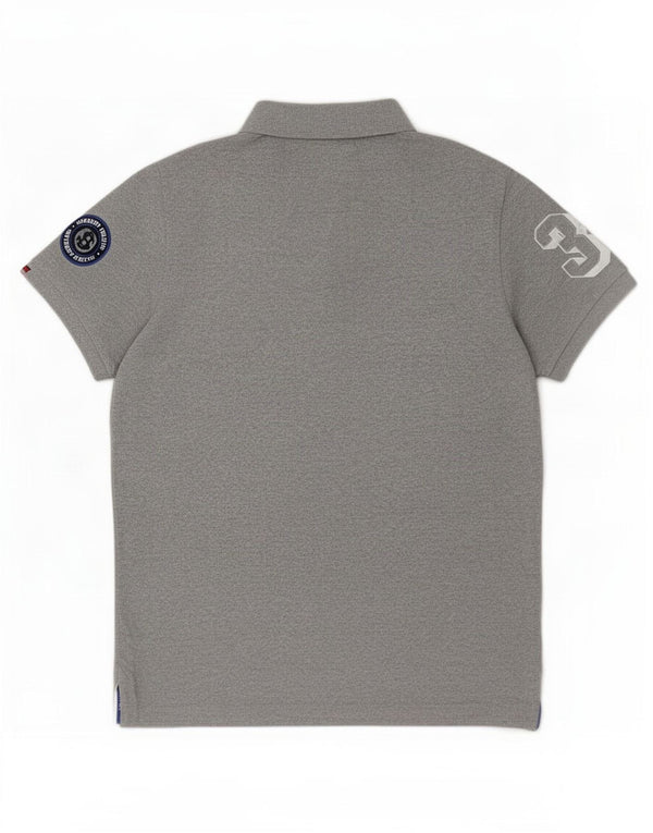Tricou polo grafic pentru bărbați Superdry, bumbac gri mediu
