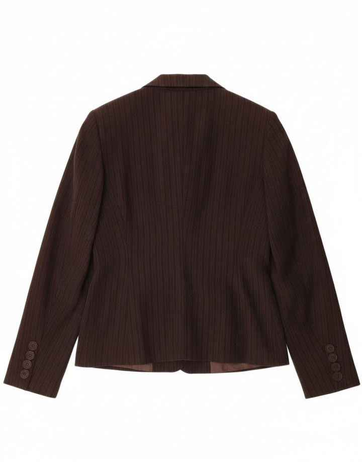 MAX & CO. Womens 1 Button Blazer Jacket UK 14 Large Brown Striped Acetate Vintage Max & Co. and Second-Hand Max & Co. from Messina Hembry 