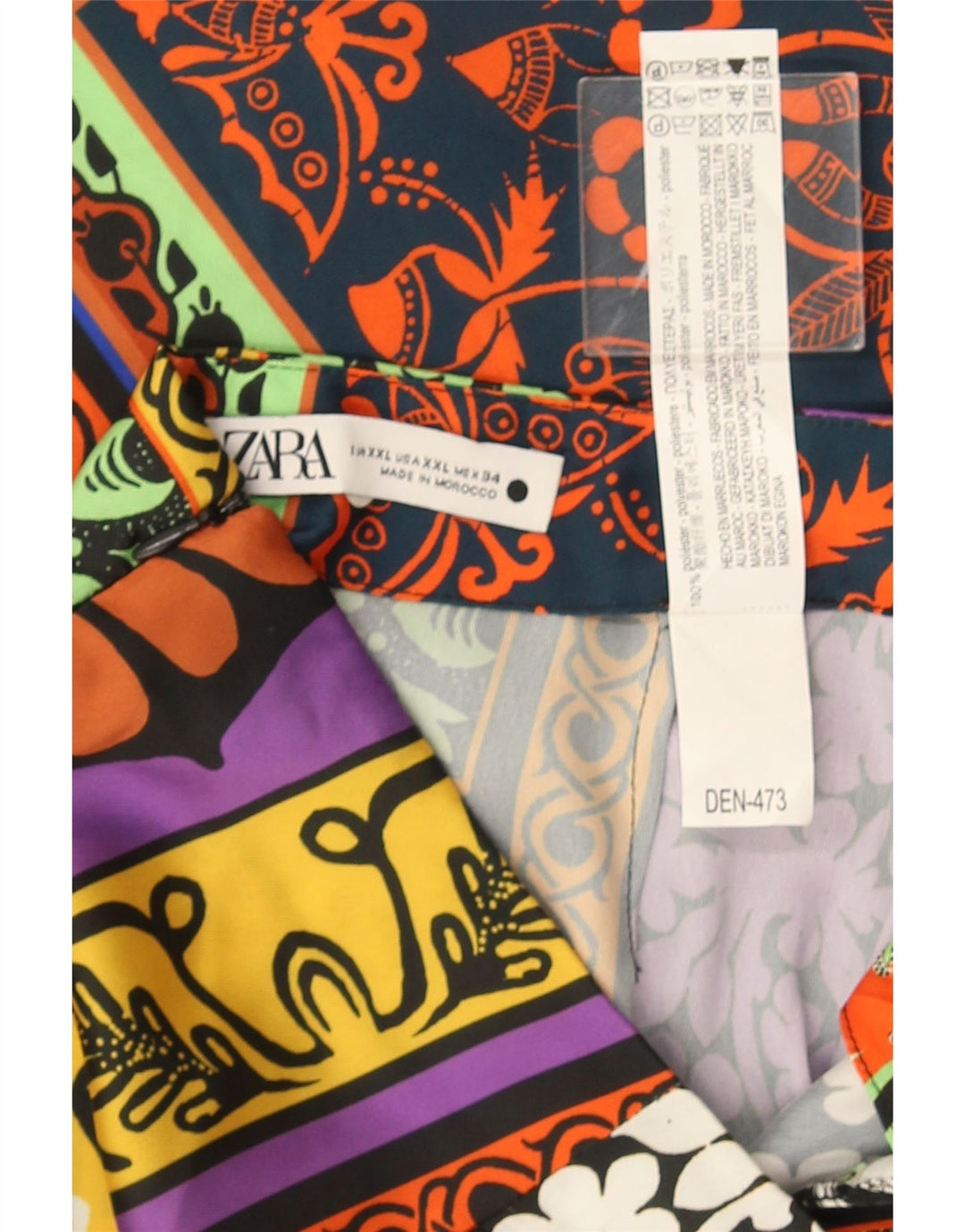 Fusta Midi pentru Damă Zara 2XL W36 Poliester Patchwork Multicolor
