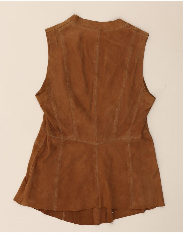 Gerry Weber Gilet de piele intoarsa pentru femei UK 10 Mic Maro Piele