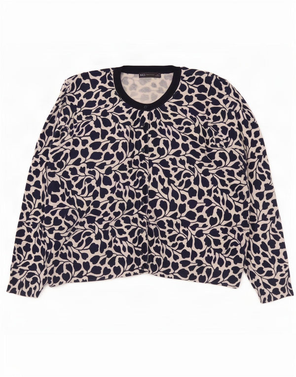 Pulover cardigan pentru femei Marks & Spencer Marea Britanie 22 3XL Bleumarin Viscoză florală