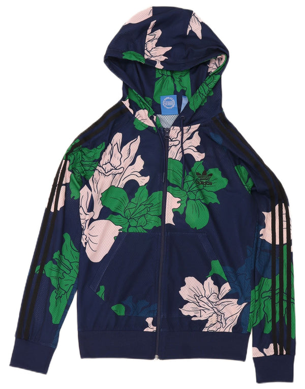 Pulover Adidas pentru femei, cu fermoar, UK 12 Medium Bleumarin Floral