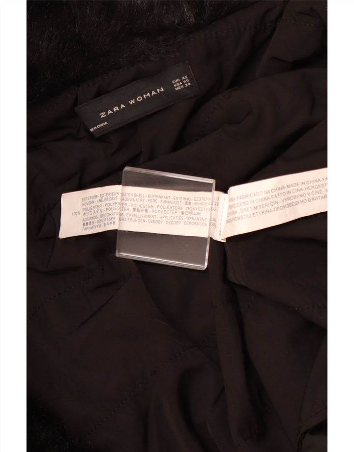 ZARA pardesiu femei UK 6 XS poliester negru