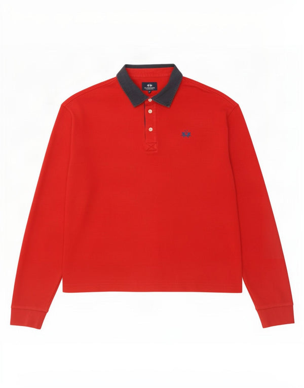 La Martina Mens Buenos Aires Long Sleeve Rugby Polo Shirt 2XL Red