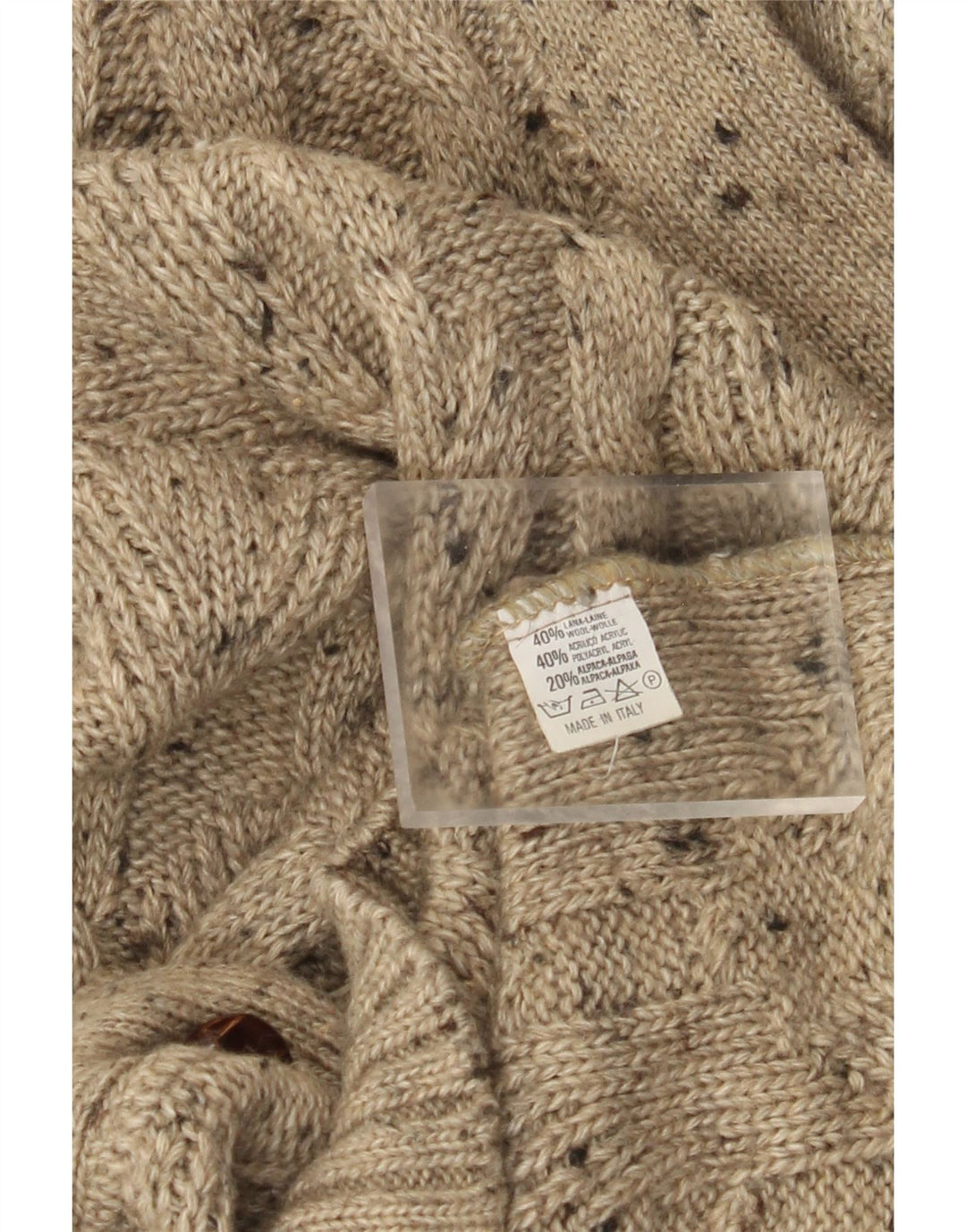 Cardigan Vintage pentru bărbați, XL, bej, lână cu pete