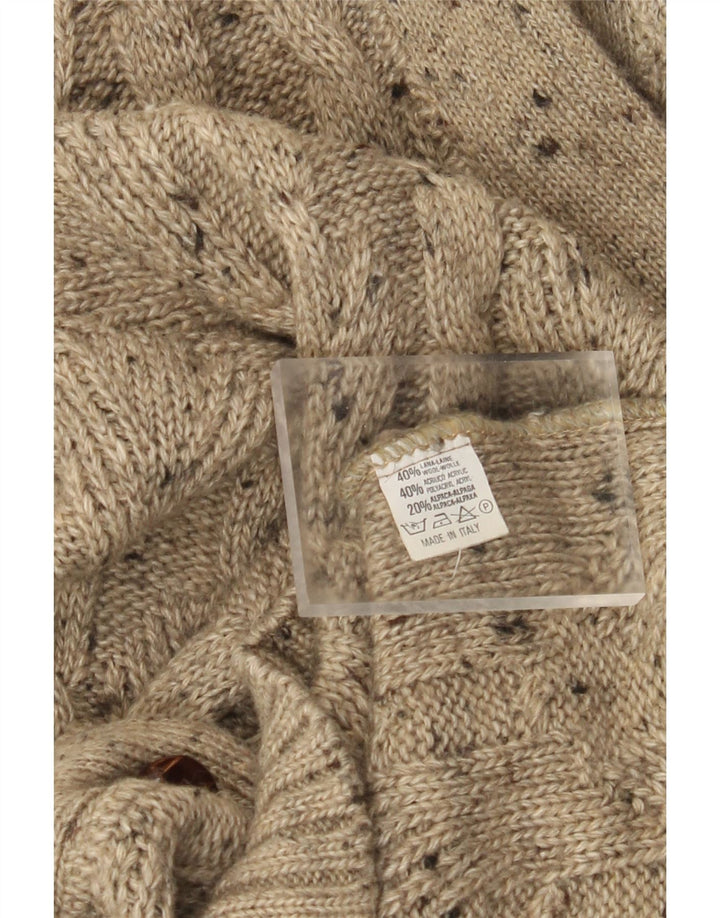 Cardigan Vintage pentru bărbați, XL, bej, lână cu pete