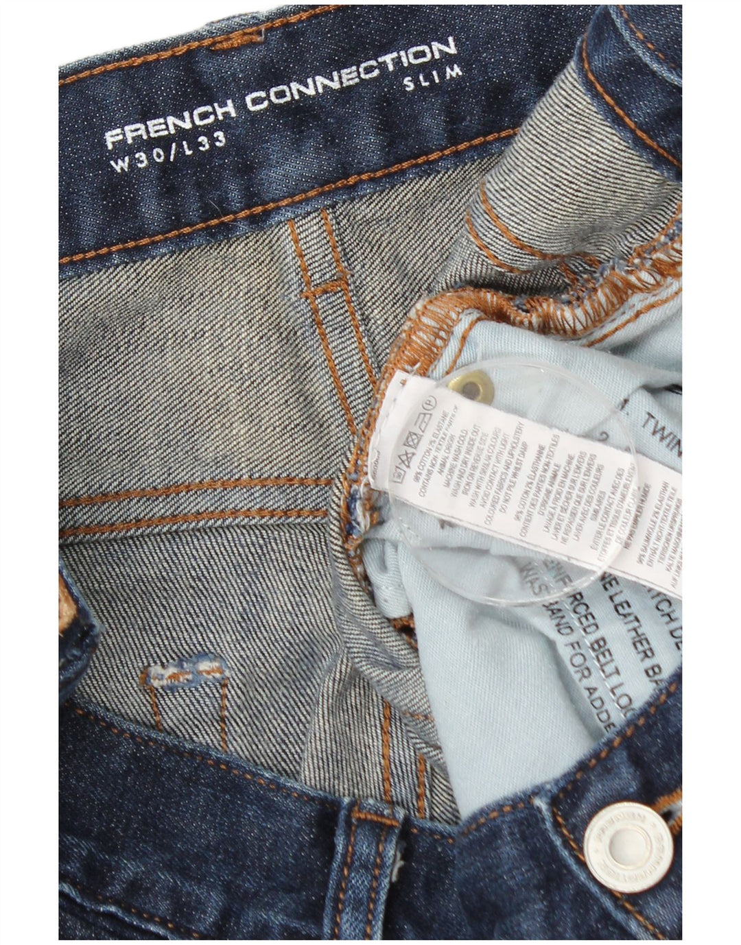 Blugi slim pentru bărbați French Connection L30 L33 Bumbac bleumarin