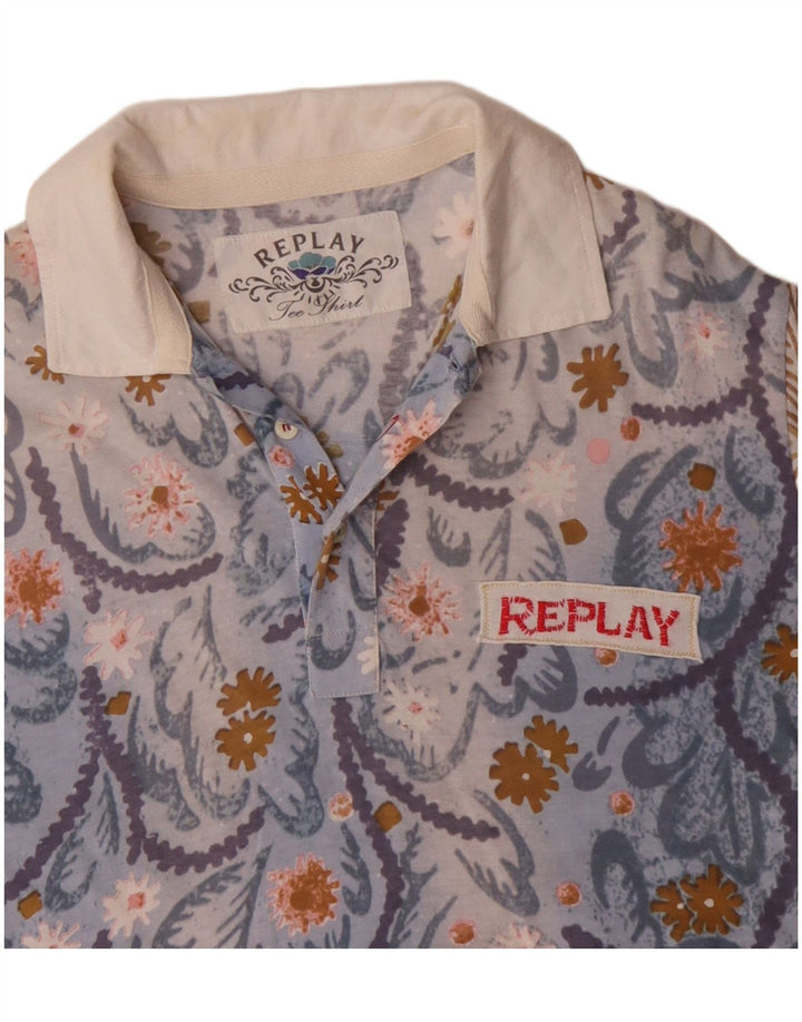 REPLAY Tricou Polo pentru bărbați Bumbac Floral Multicolor Mediu