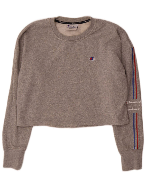 Pulover pentru femei Champion Crop Graphic Pulover UK 14 Medium Gri Flecked