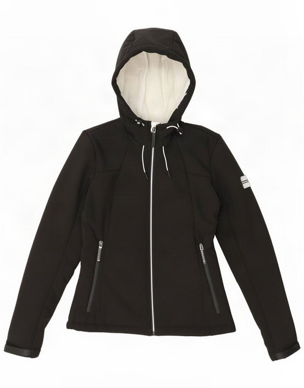 Superdry jachetă de vânt cu glugă pentru femei UK 10 Small Black Polyester