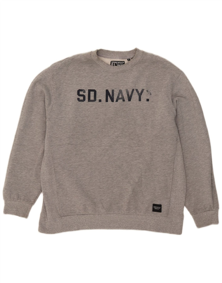 Pulover supradimensionat cu grafic Superdry pentru femei UK 14, bumbac mare, gri