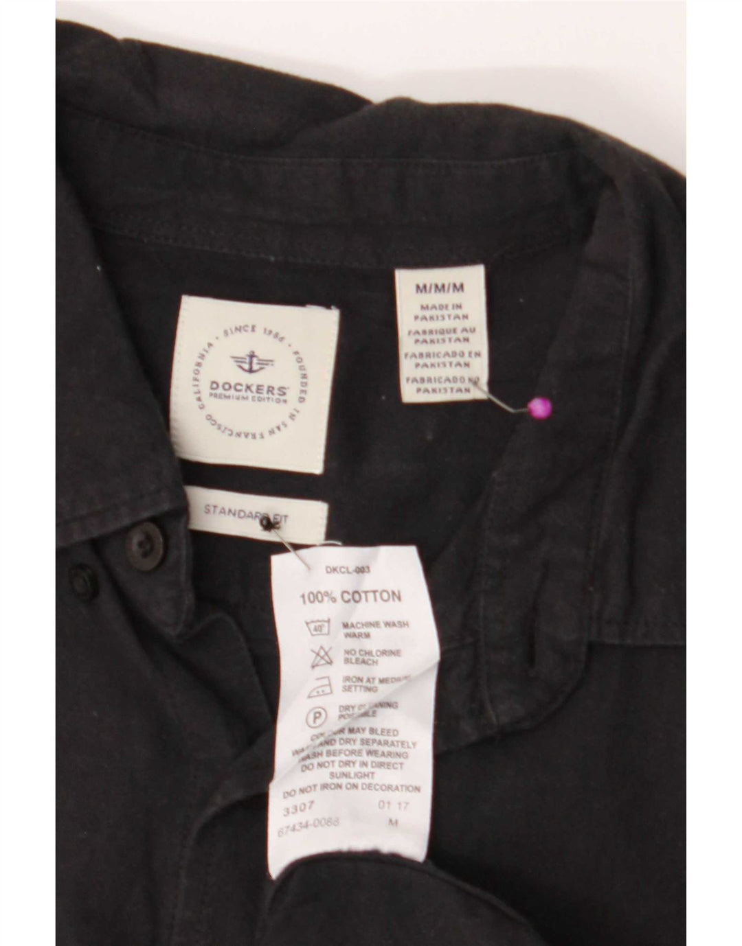 Camasă Dockers pentru bărbați, cu ajustare standard, mediu negru, bumbac
