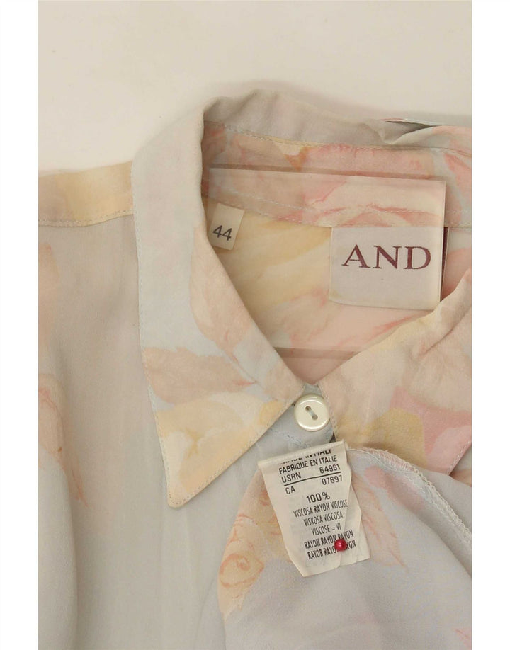 Și Bluză cămașă supradimensionată pentru femei IT 44 Medium Blue Floral Viscose