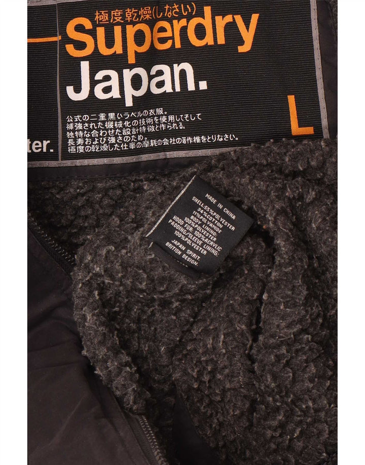 Jachetă parka cu glugă Superdry pentru femei UK 14, mare, negru, poliester