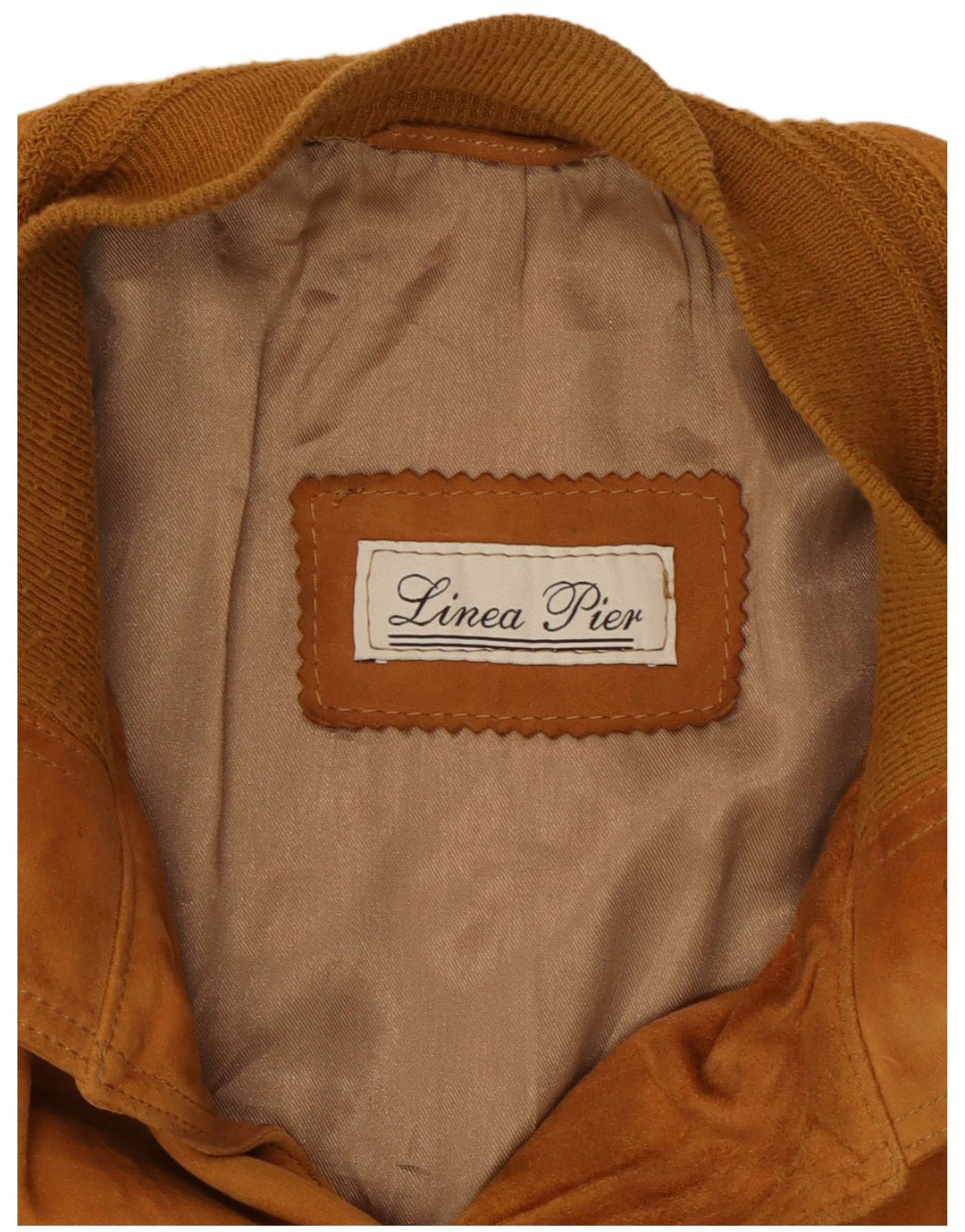 VINTAGE Bomber de piele intoarsa pentru barbati UK 38 Medium Beige Piele