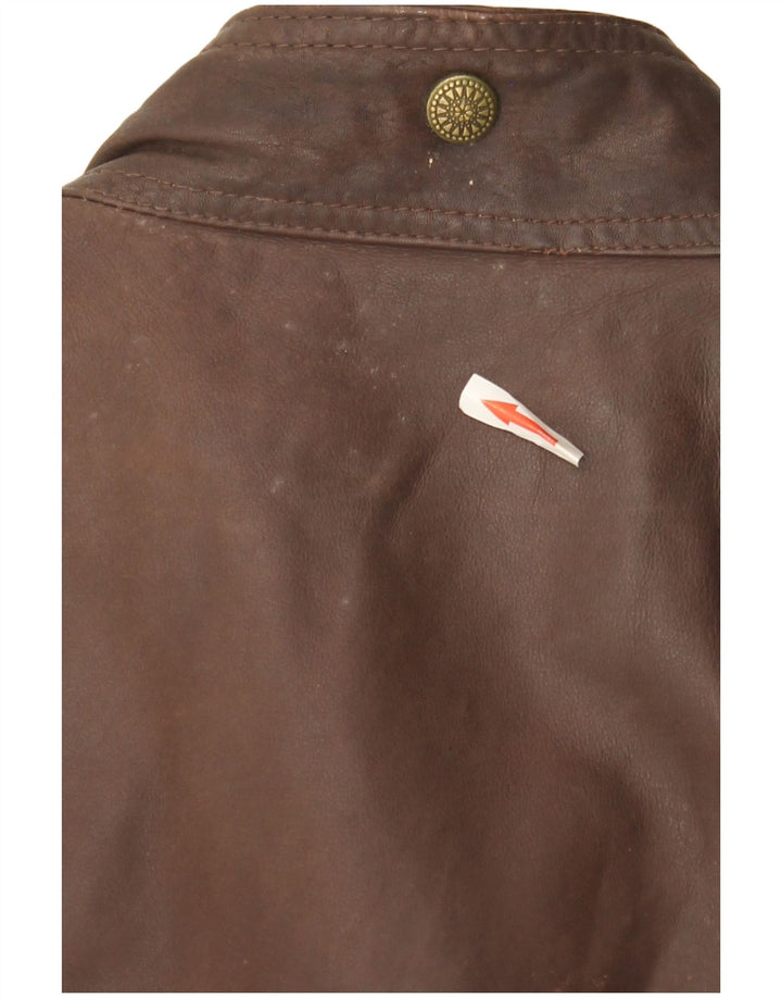 Gilet din piele vintage pentru bărbați UK 40 Large Brown
