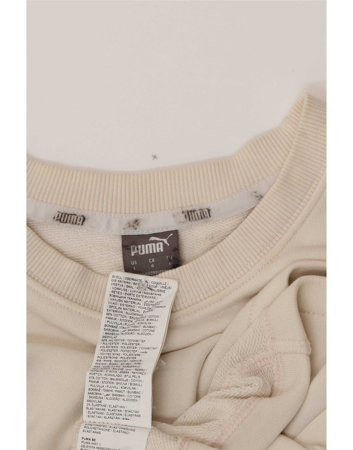 Pulover de hanorac oversized Crop Graphic pentru damă Puma UK 16 Large Bej
