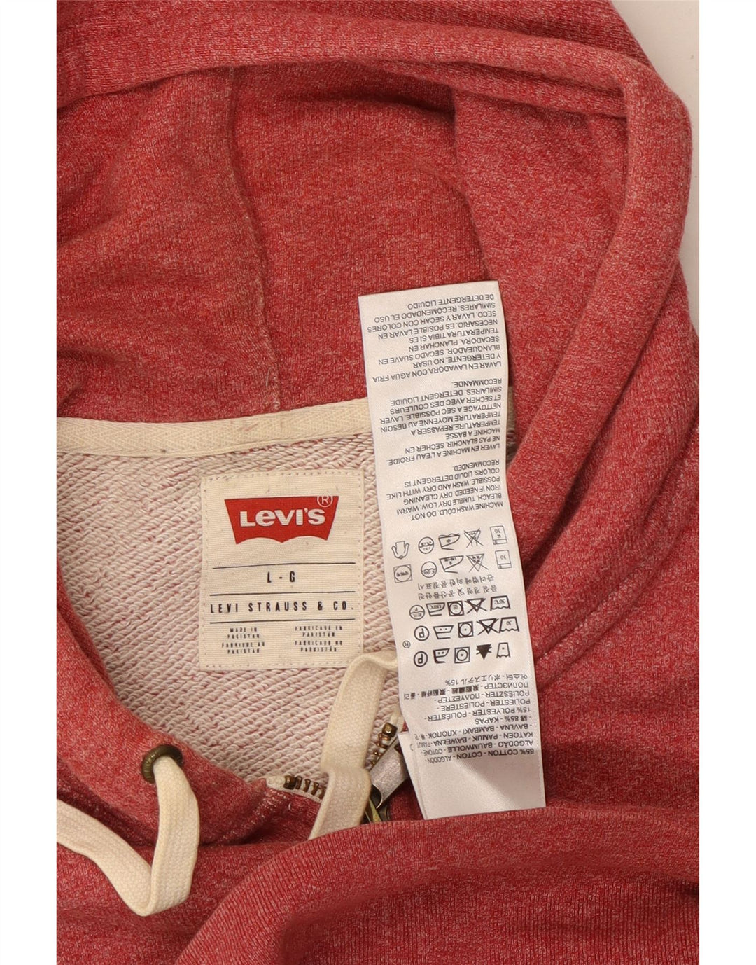 Pulover Levi's pentru bărbați, cu fermoar, bumbac, roșu