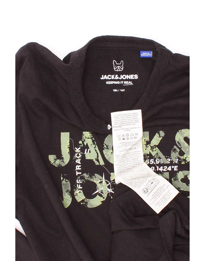 Jack & Jones pentru băieți, bluză grafică cu mânecă lungă, 13-14 ani, negru