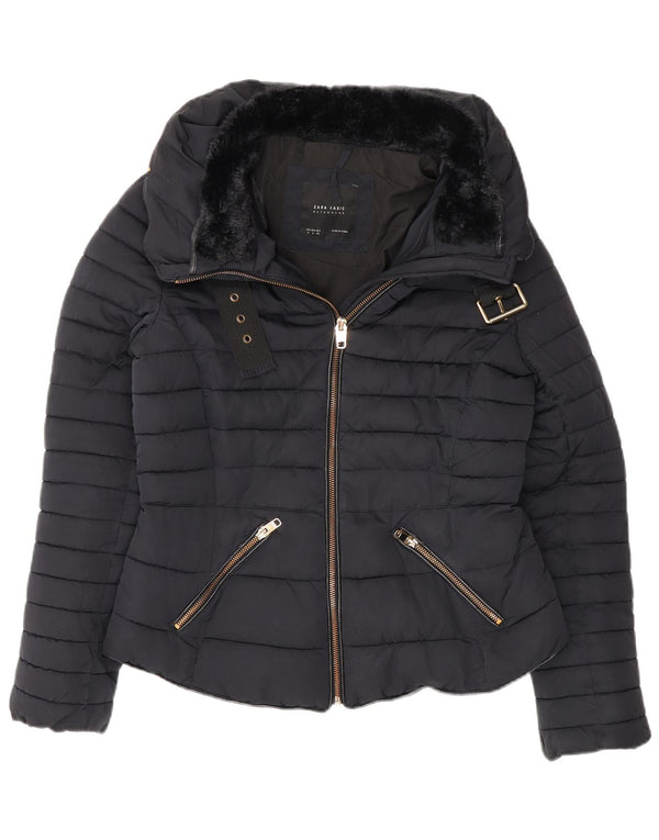 Jachetă căptușită pentru femei Zara UK 12 Medium Bleumarin Poliester