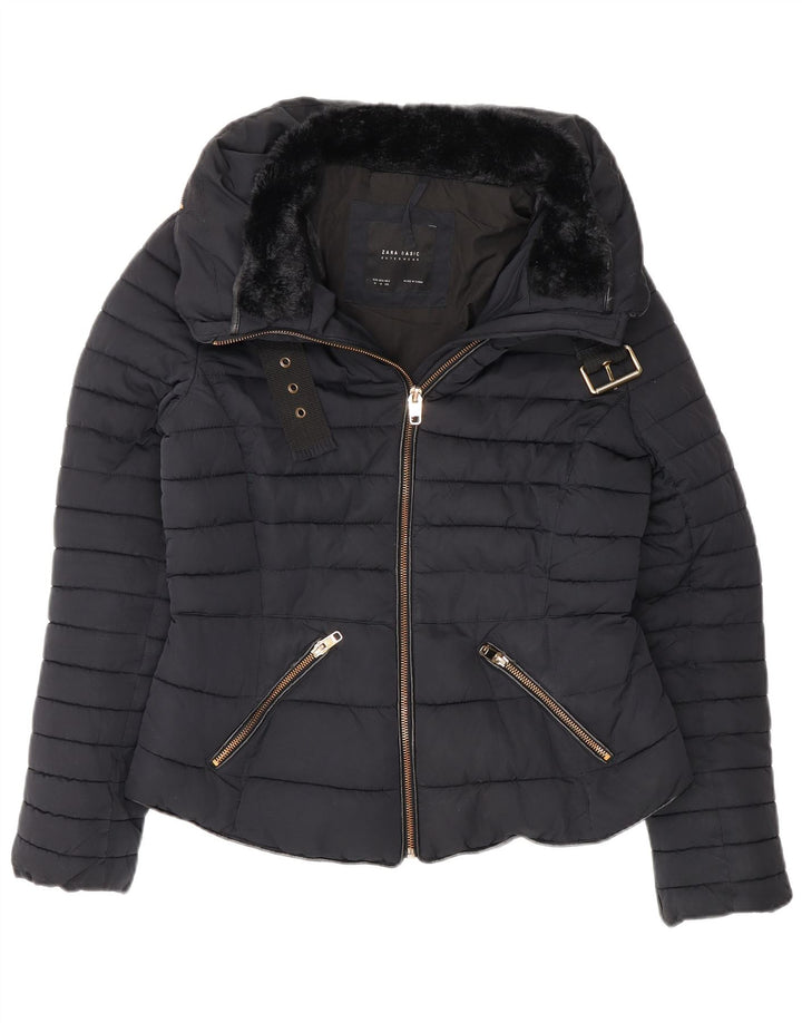 Jachetă căptușită pentru femei Zara UK 12 Medium Bleumarin Poliester