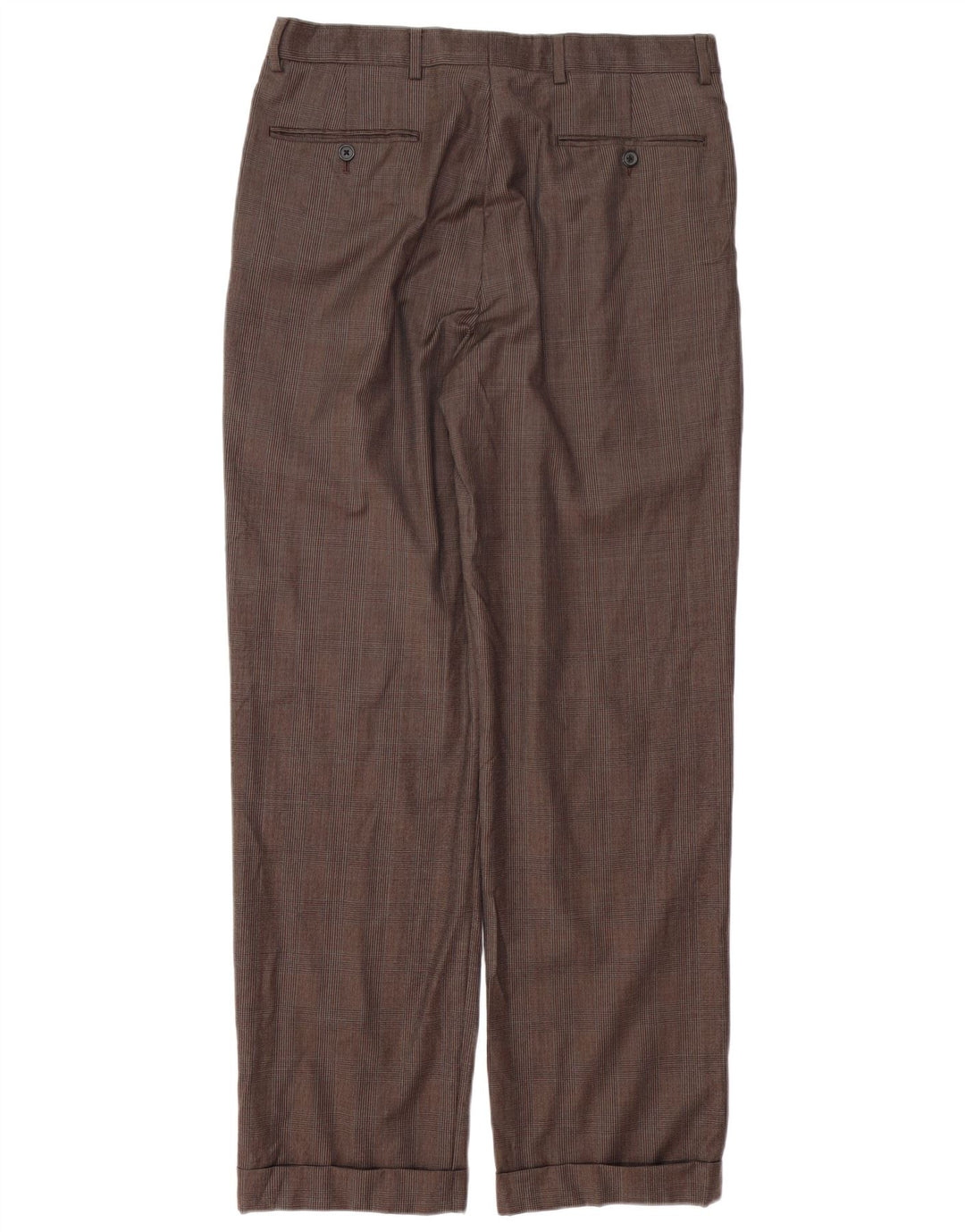 Pantaloni de costum pentru bărbați BROOKS BROTHERS Madison Pegged W33 L31, lână cu carouri maro