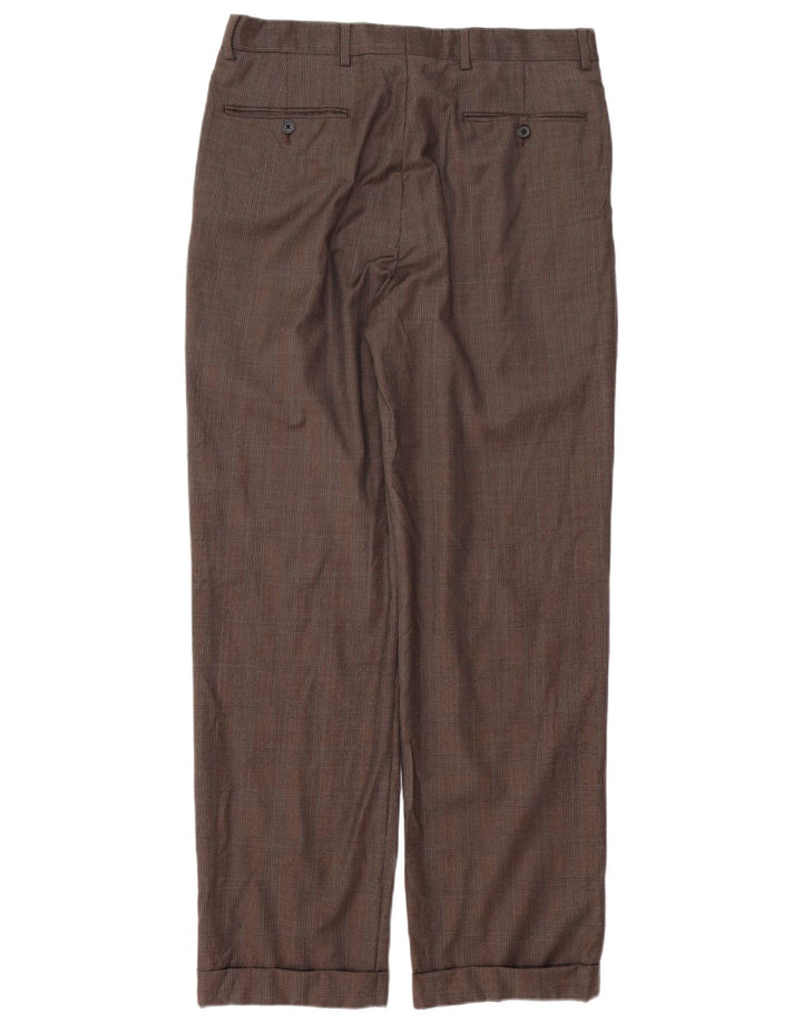 Pantaloni de costum pentru bărbați BROOKS BROTHERS Madison Pegged W33 L31, lână cu carouri maro