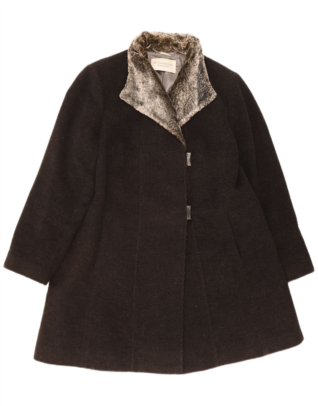 WINDSMOOR Womens Overcoat UK 20 2XL Grey Wool