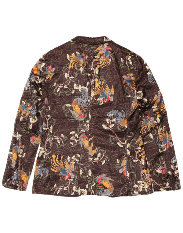 Jachetă pentru bărbați Zara cu 2 nasturi EU 52 Poliester Floral Maro mare