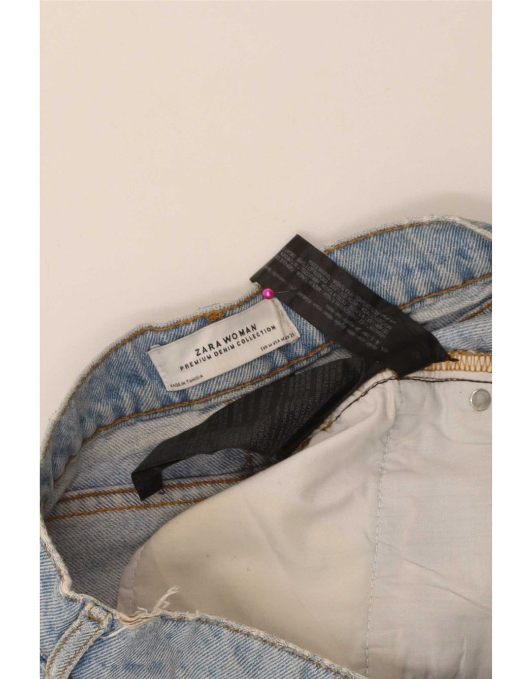 Fusta Mini Denim Distressed pentru Damă Zara Medium W28 Bumbac Albastru