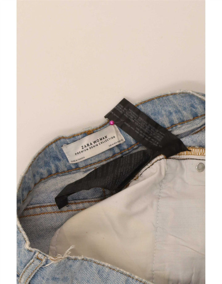 Fusta Mini Denim Distressed pentru Damă Zara Medium W28 Bumbac Albastru