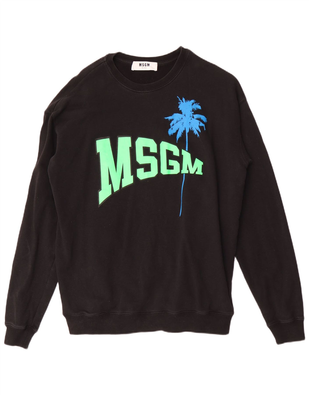 Hanorac pentru bărbați MSGM Milano Graphic Pulover mare, negru, bumbac