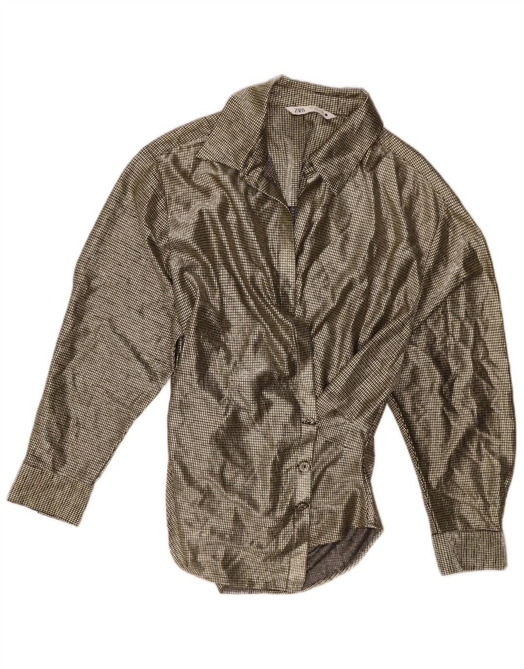 Bluză Cămașă pentru Damă Zara UK 14 Large Gold Gingham