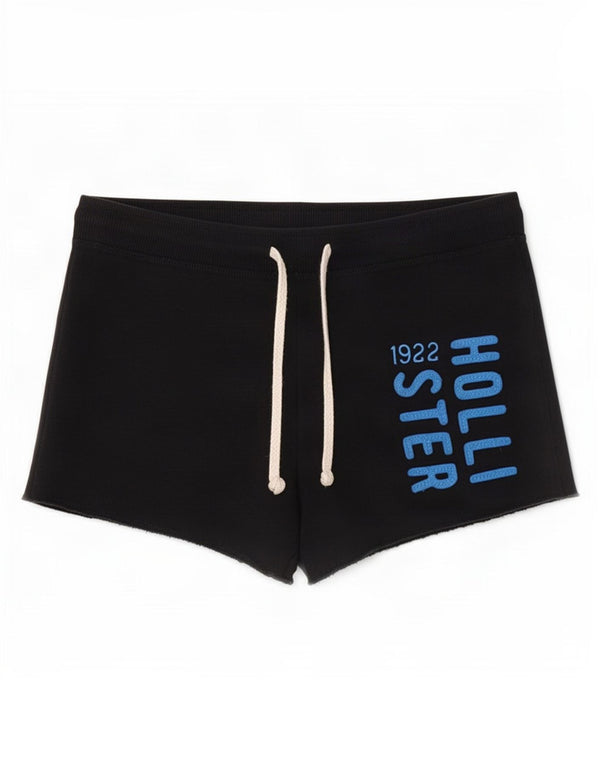 Pantaloni scurti de sport grafic Hollister pentru femei UK 6 XS bumbac negru