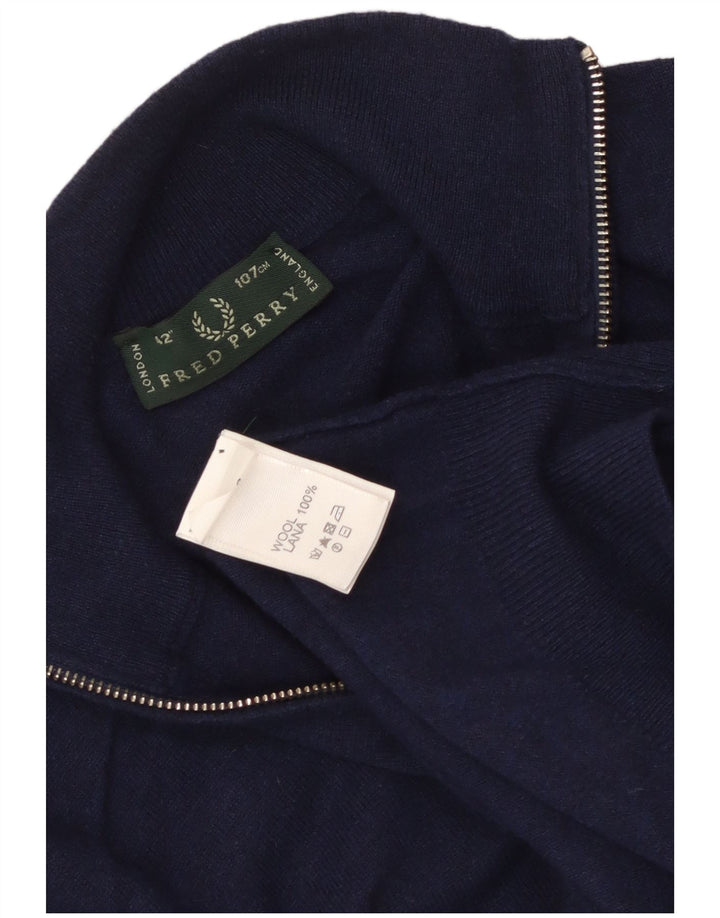 Pulover pentru bărbați Fred Perry, cu fermoar, cu gât, lână, albastru, mediu