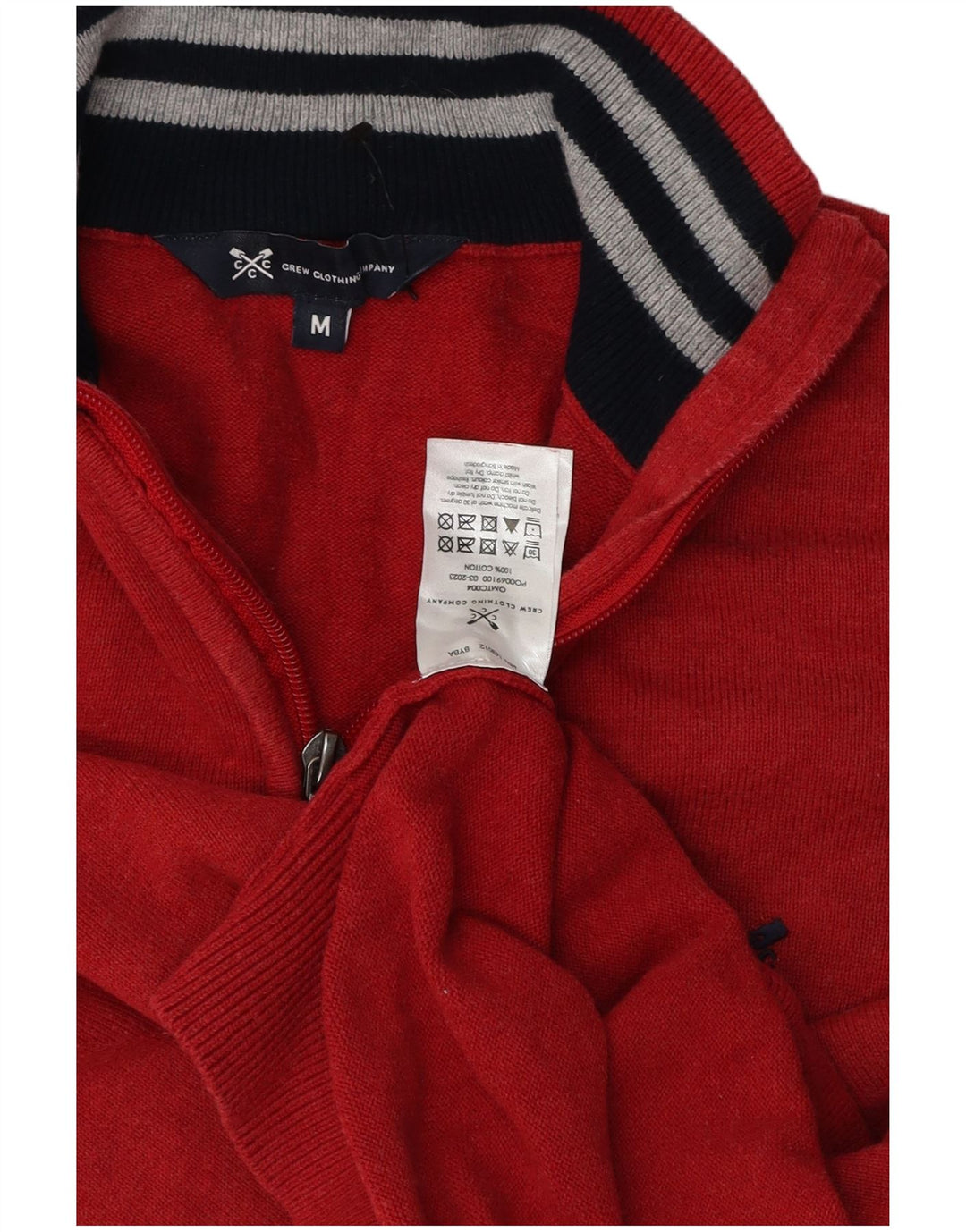 Crew Clothing Pulover pentru bărbați cu fermoar și gât, bumbac roșu mediu