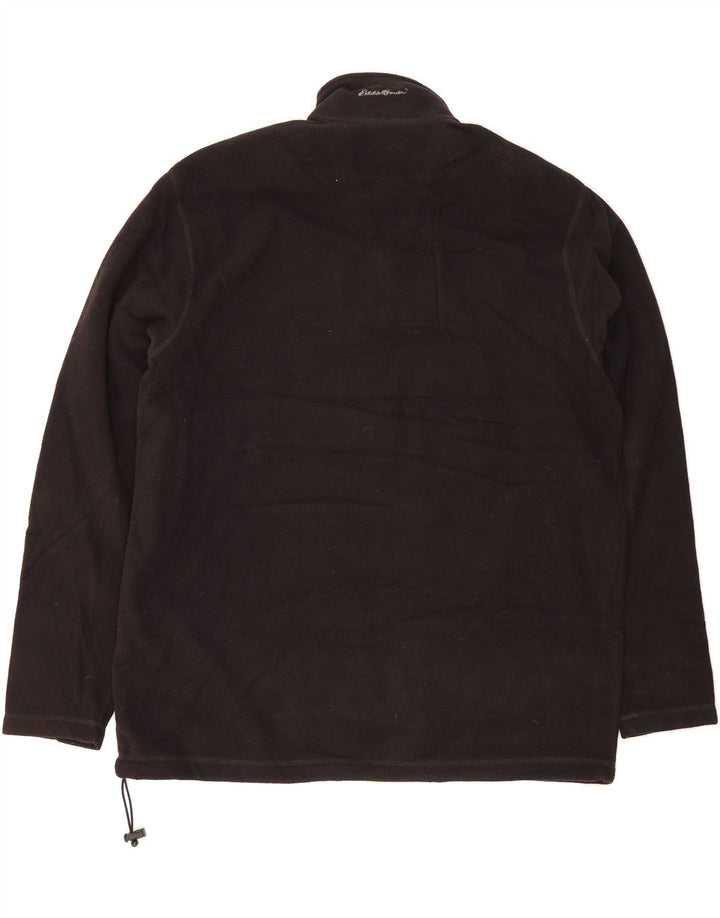 EDDIE BAUER Mens Tall Zip Neck Fleece Jumper Large Black Polyester Vintage Eddie Bauer and Second-Hand Eddie Bauer from Messina Hembry 