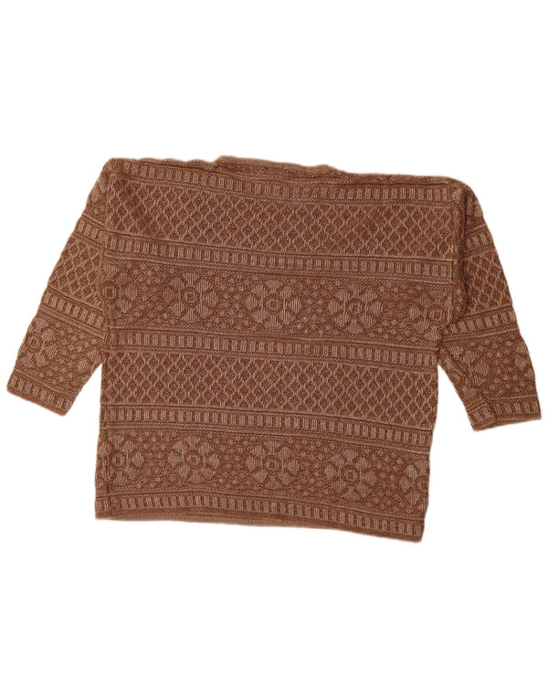 Pulover pentru femei Gira Puccino cu decolteu rotund UK 14 Fair Isle, maro mare